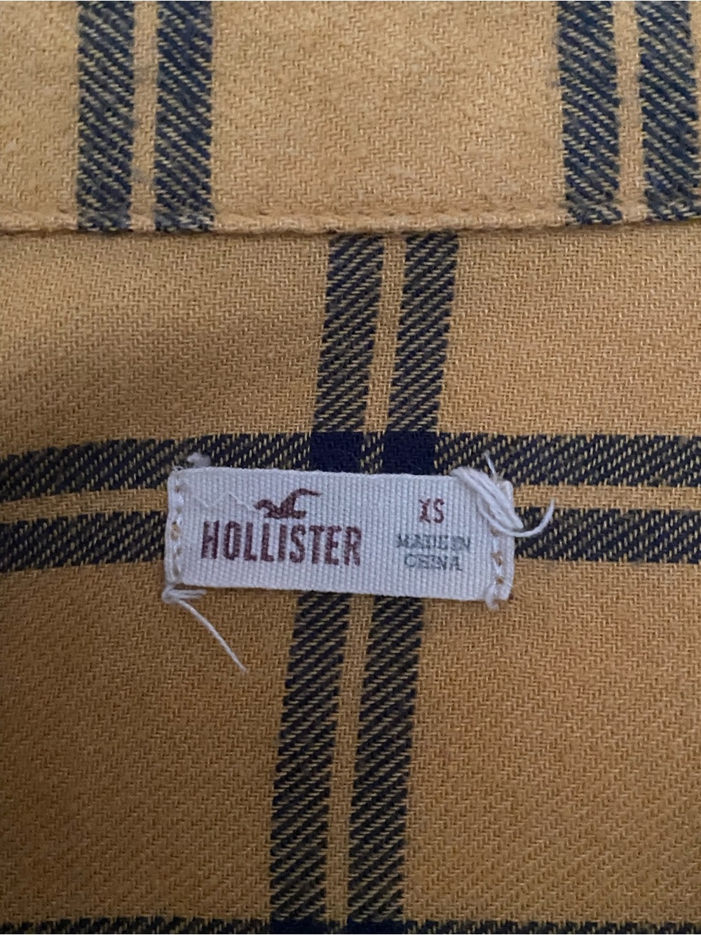 Hollister Mustard Yellow Plaid Shirt with Navy Stripes - Picture 6 of 6